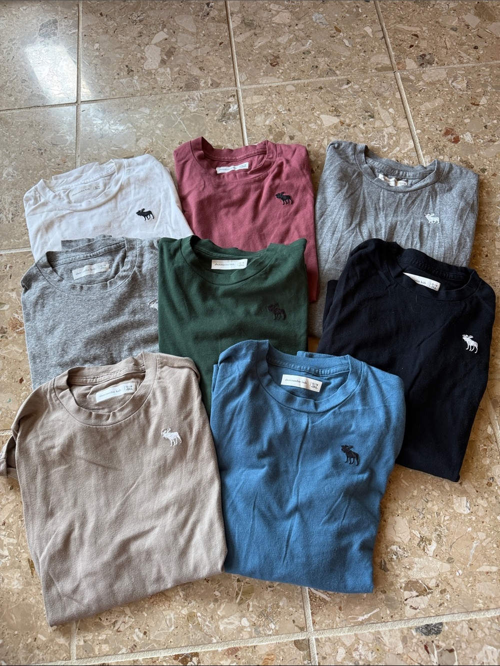 LOT OF 8 Abercrombie Kids Long Sleeve Essential Icon Tees – Size 13/14 (XL)